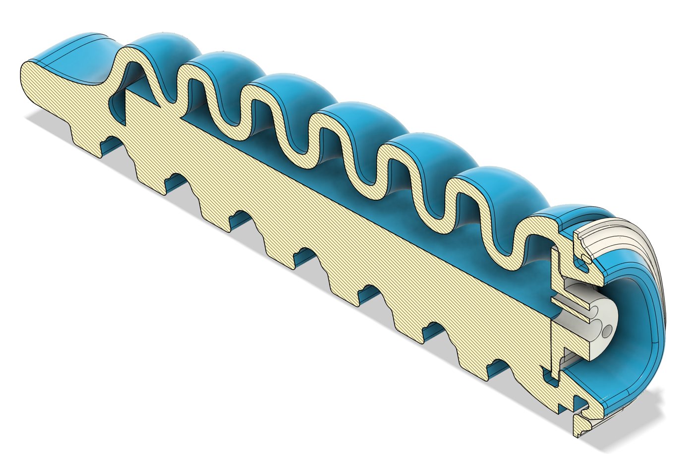 Cut-away render of the trilobite-inspired limb showing its internal chambers