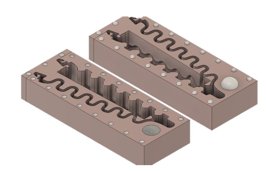 3D-printed two-part mould for the silicone limb